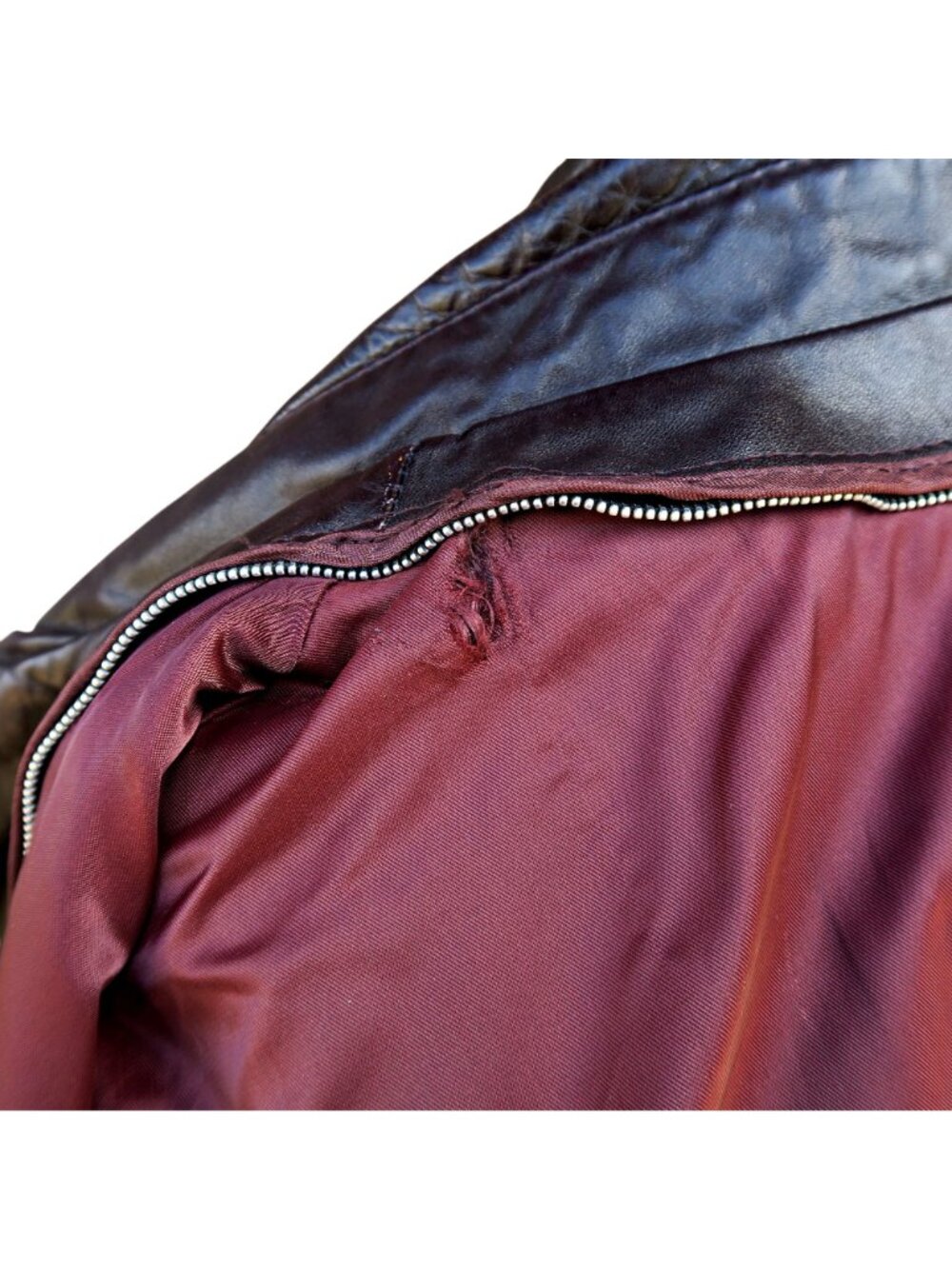 Vintage 1980s Member's Only Leather Bomber Jacket 44 Brown Korea Zip Liner - Picture 10 of 10